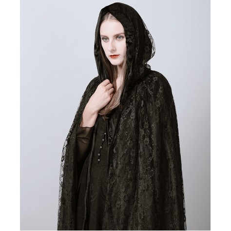  TY96  Custom Made to order Lace Gothic Punk Cloak Coat Cape LACE Regular Size XS S M L XL & Plus size  (SZ16-52)1X 2X 3X 4X 5X 6X 7X 8X 9X 10X